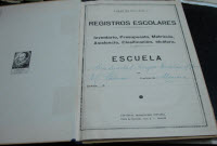 Libro de Registro escolar y detalle sellos mutualidad. Año: 1954