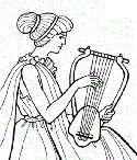 mujer tocando una lira