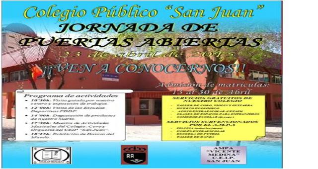 Primera Jornada de Puertas Abiertas del Colegio Público San Juan, de Murcia.