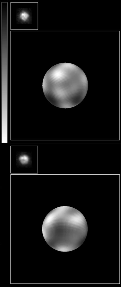 Imgenes de Plutn y su satlite Caronte obtenidas por el HST.